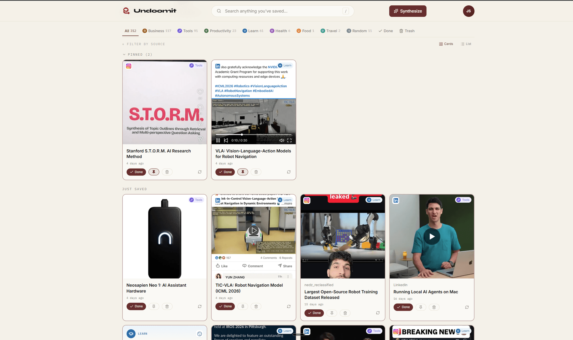 Everything you save, in one place